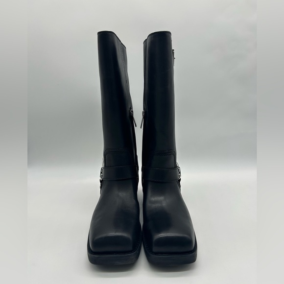 Michael Kors Crosby Moto Boots Black Leather Biker Boots Size 10 M New With Box - Picture 5 of 10
